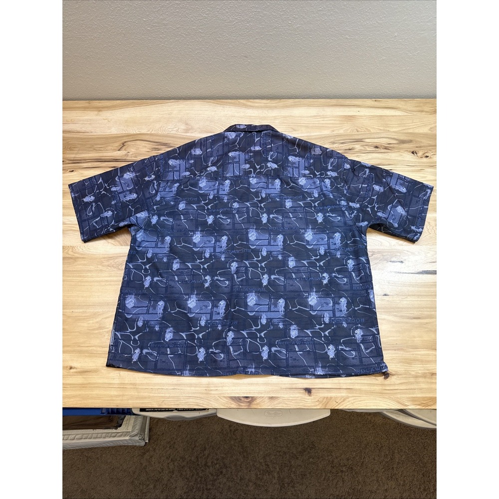 Rocawear Shirt Mens Size XL Blue Logo All Over Print Short Sleeve Button Down - Picture 5 of 5